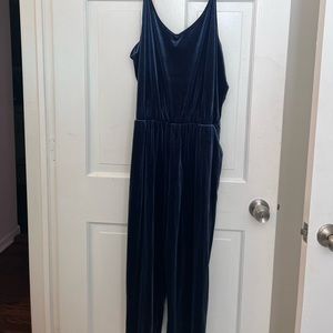 Dark Blue Velvet Jumpsuit